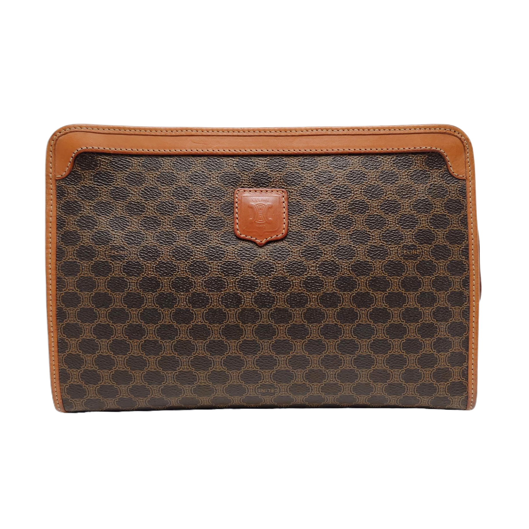 Authenticated pre-owned  MACADAM CLUTCHE Coated Canvas Brown - Clutch at Looply