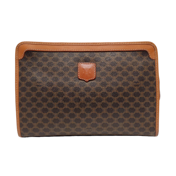 Authenticated pre-owned  MACADAM CLUTCHE Coated Canvas Brown - Clutch at Looply