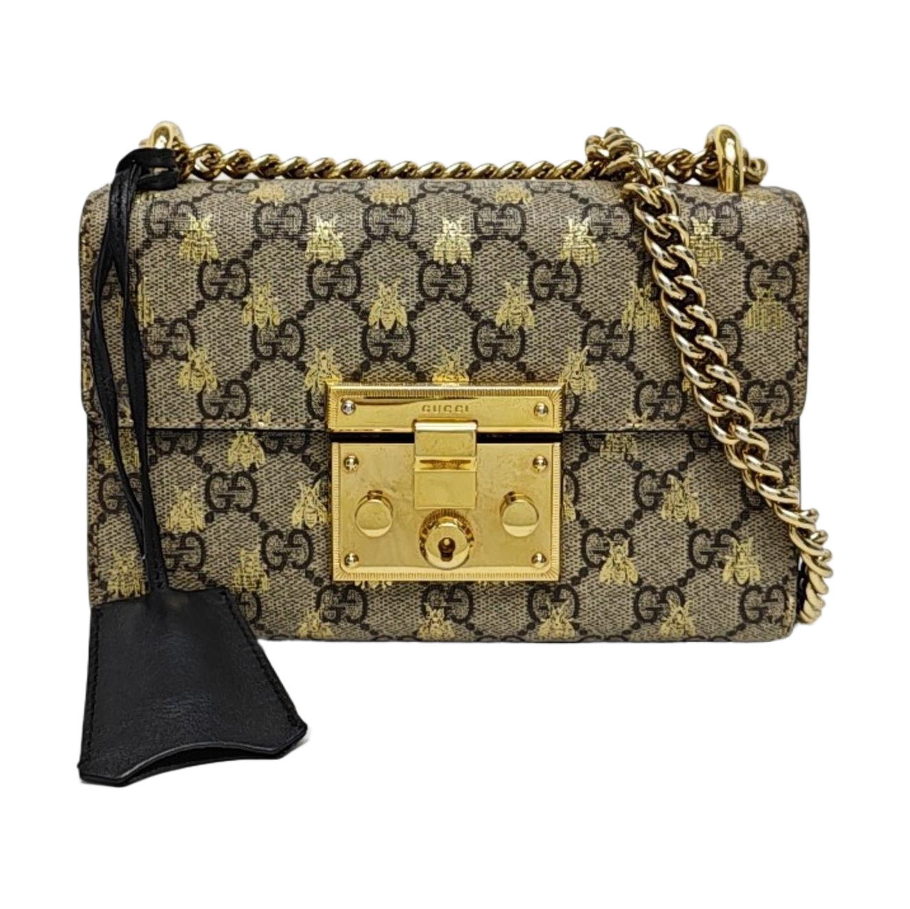 Candado pequeño Monogram lona revestida beige