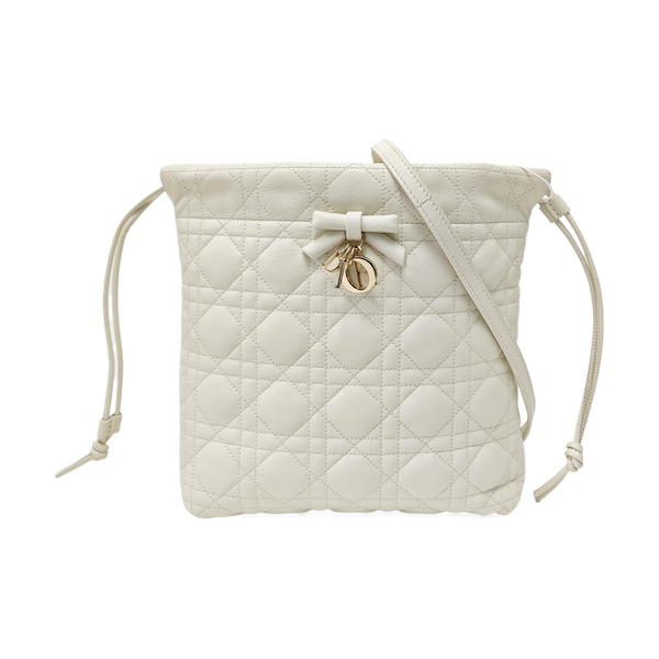 Cannage Lambskin Shoulder Bag Mini White