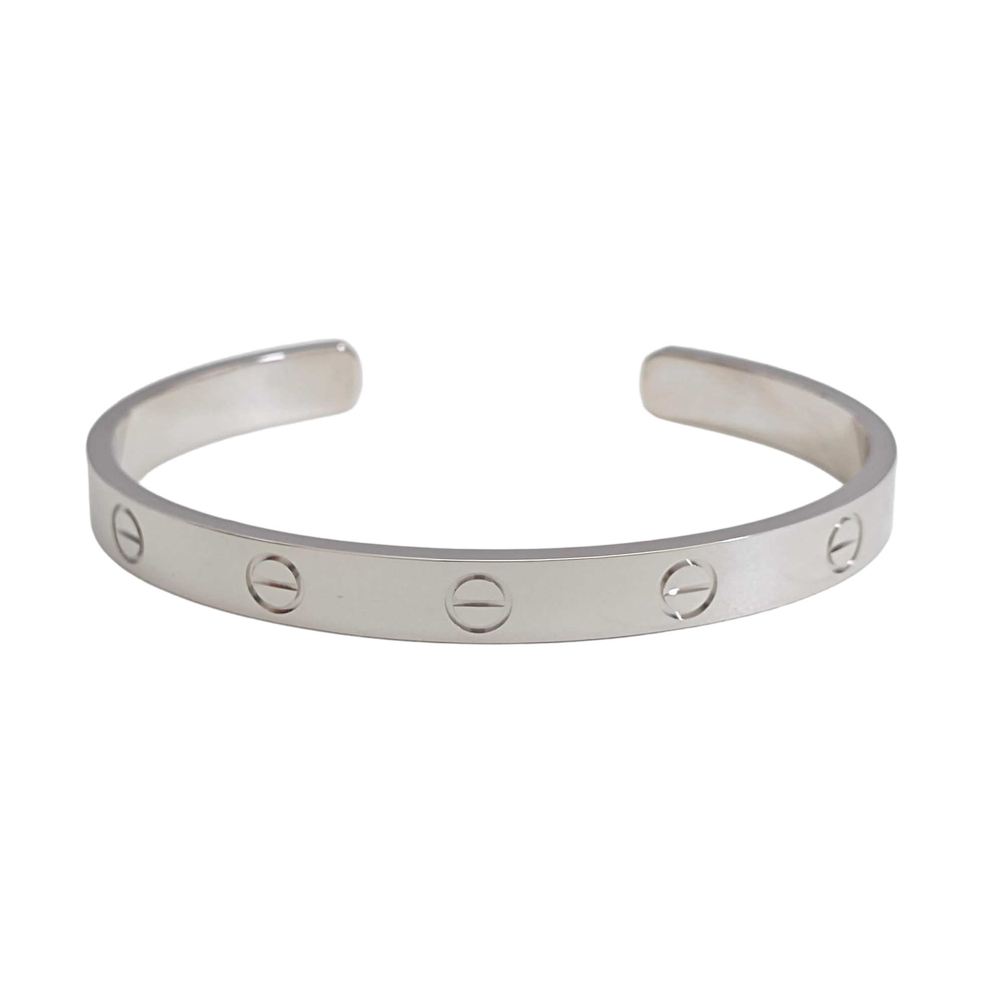 LOVE 18k White Gold Silver Bangle
