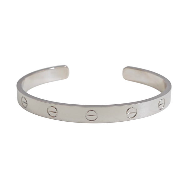 LOVE 18k White Gold Silver Bangle