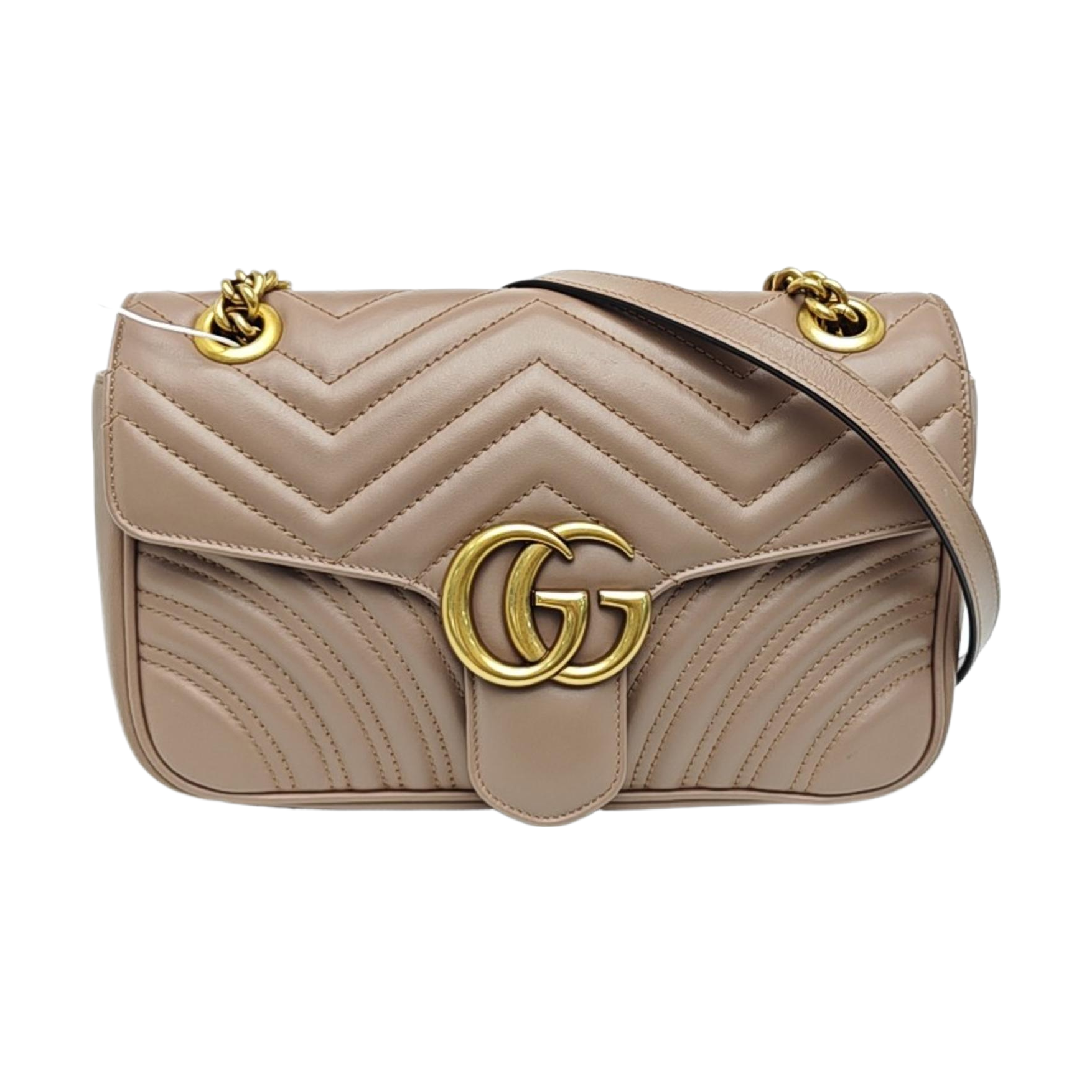GG Marmont Medium Quilted Calfskin Gray