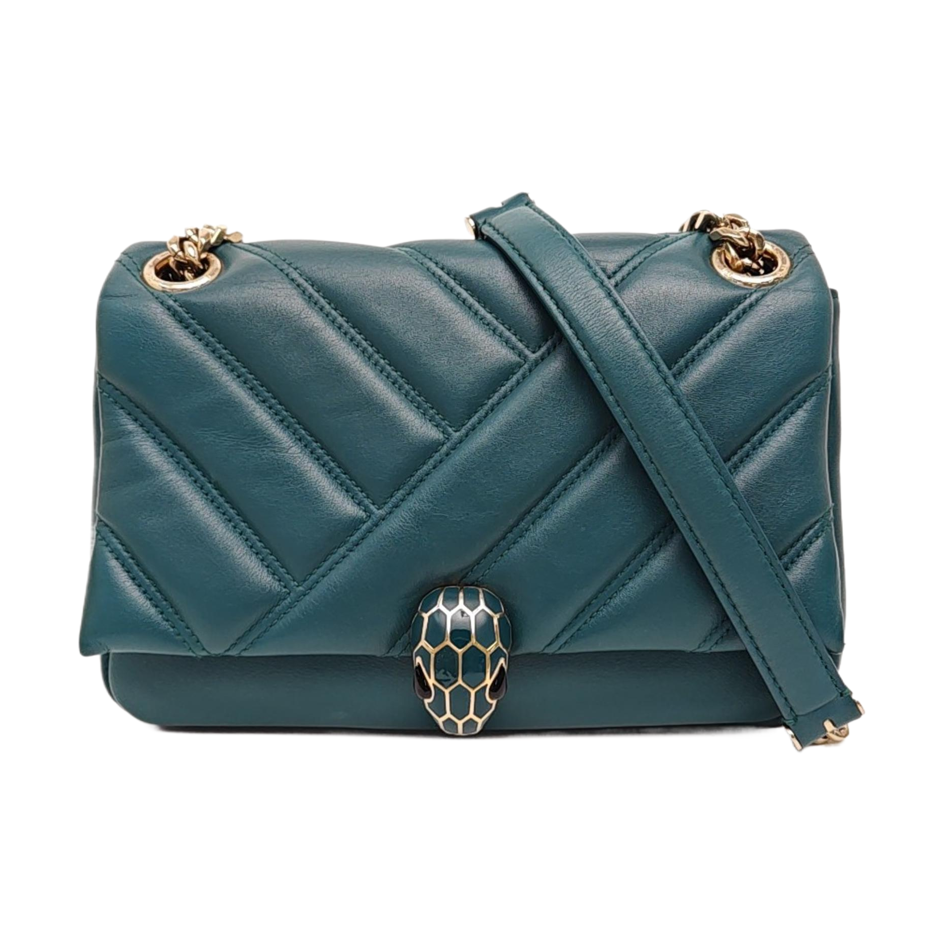 SERPENTI CABOCHON Small Quilted Lambskin Green