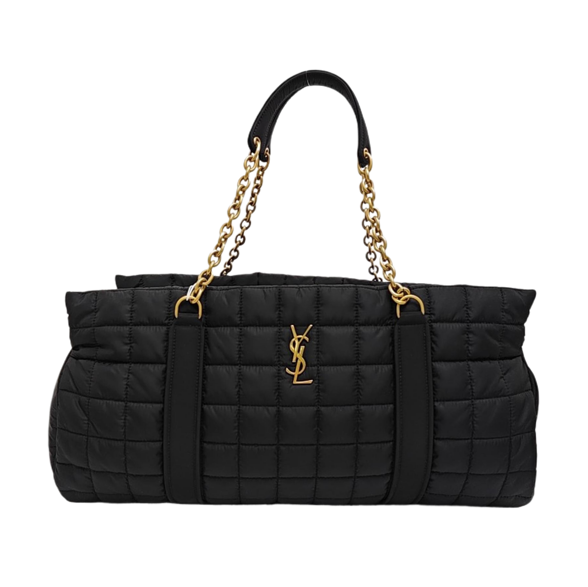 Quilted Nylon Top Handle Bag Black