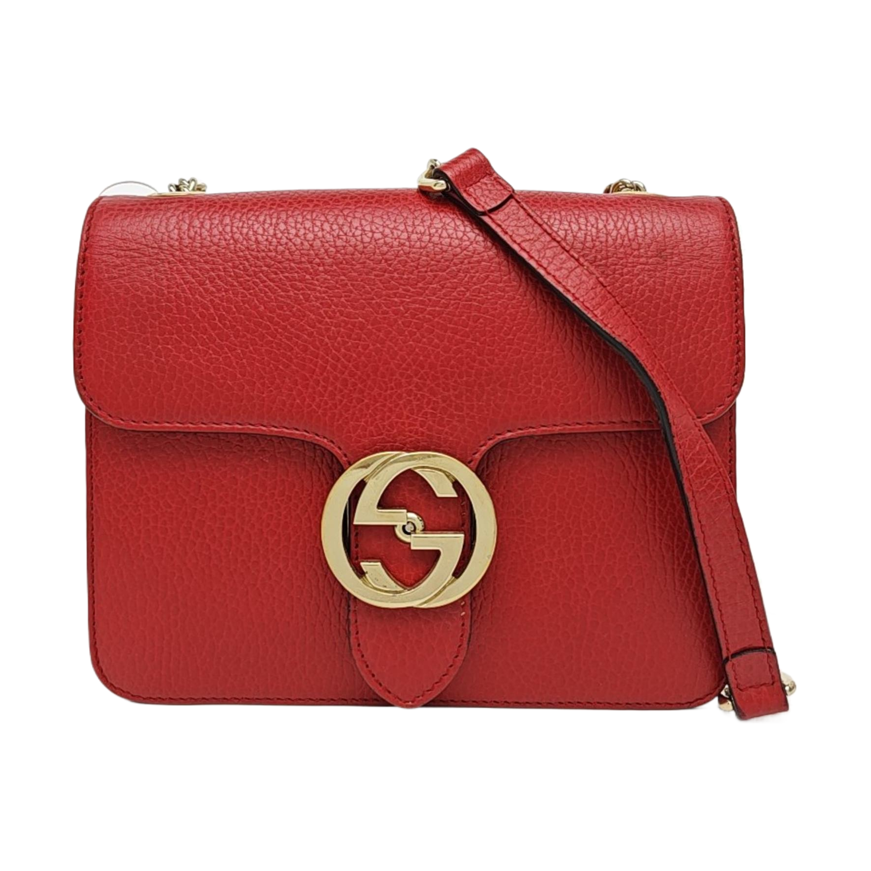Interlocking G Small Calfskin Red