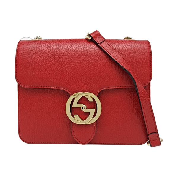 Interlocking G Small Calfskin Red