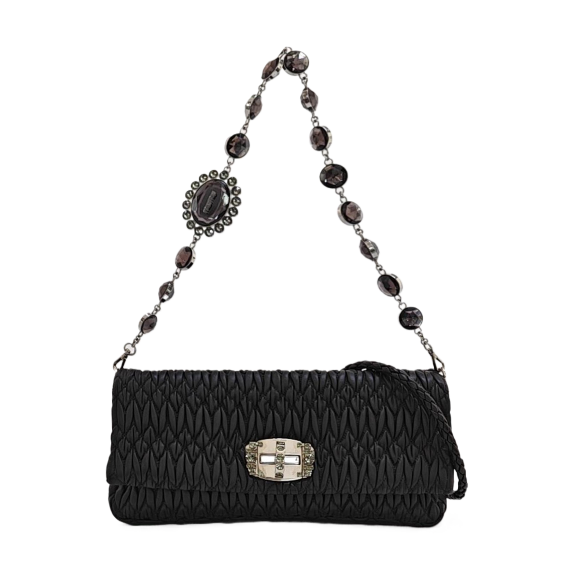 Quilted Lambskin Shoulder Bag Black