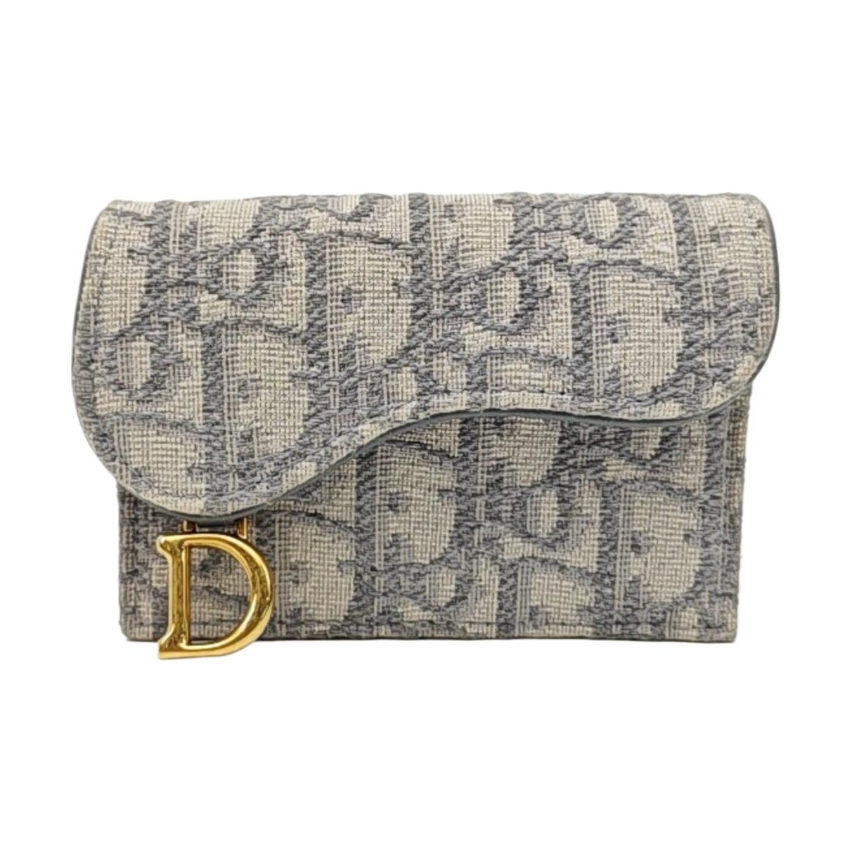 Saddle Mini Oblique Fabric Gray Card Holder