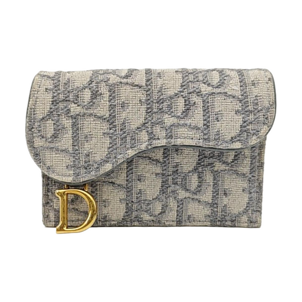Saddle Mini Oblique Fabric Gray Card Holder