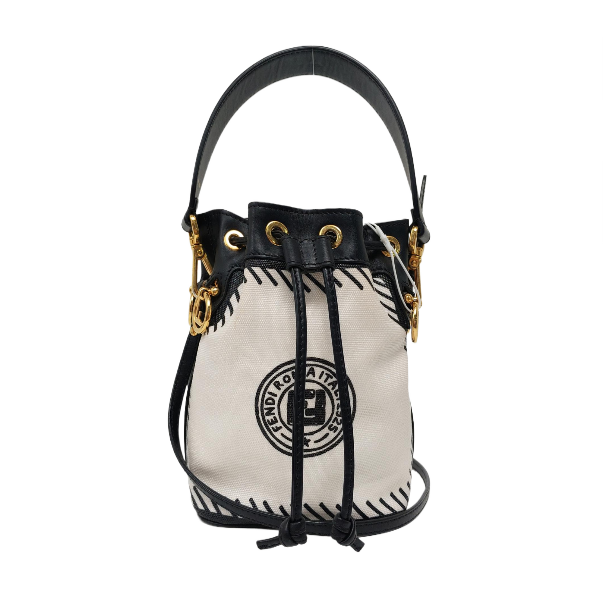 Authenticated pre-owned  Mon Tresor Mini Fabric White - Bucket Bag at Looply