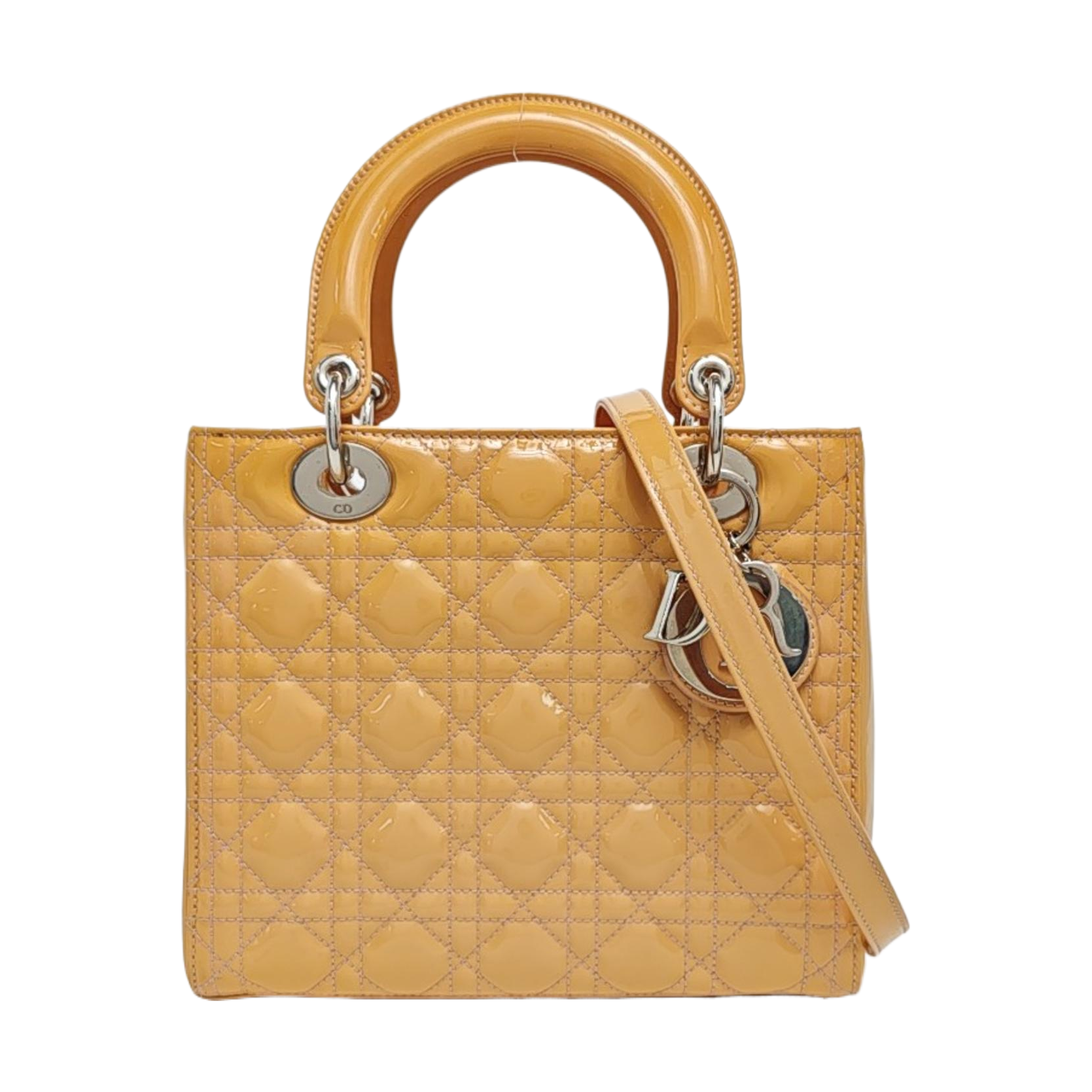 Lady Dior Medium Cannage Patent Leather Yellow