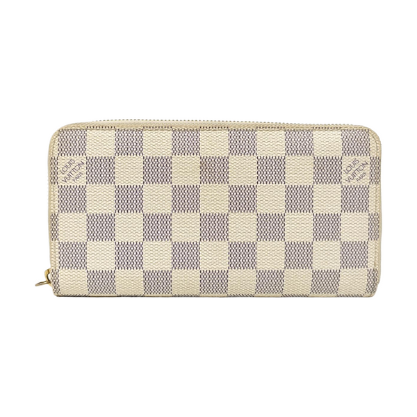 ZIPPY Damier Azur Coated Canvas White Wallet