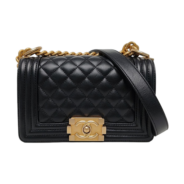 BOY CHANEL Small Quilted Grained Calfskin Black