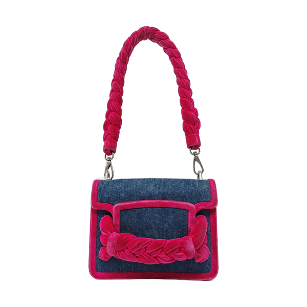 Denim Top Handle Bag Blue