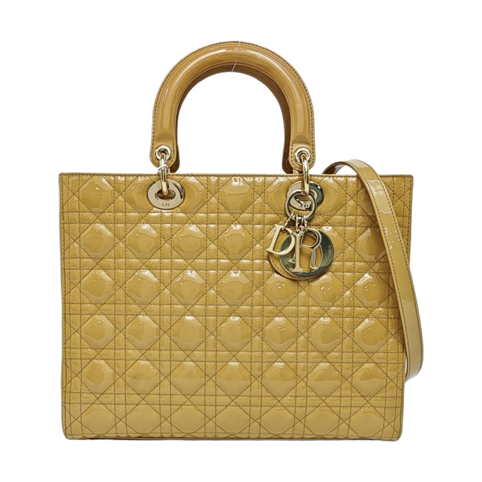 Lady Dior Large Cannage Lambskin Yellow