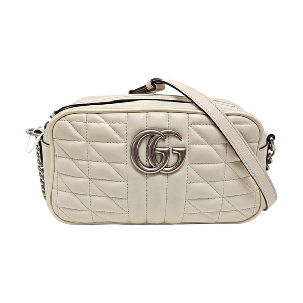 GG Marmont Small Quilted Calfskin White