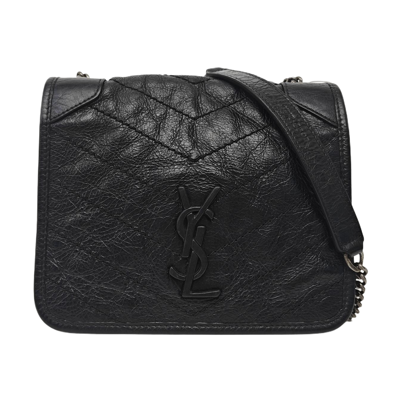 NIKI Mini Chevron Calfskin Black