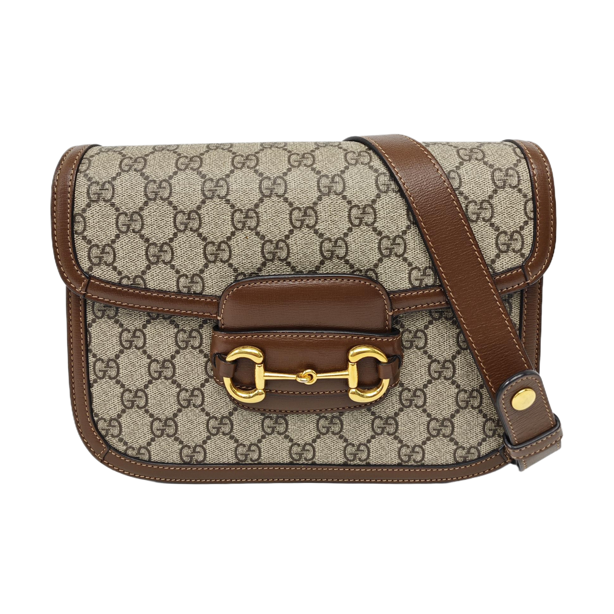 Horsebit 1955 Medium Monogram Coated Canvas Beige