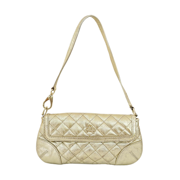 Quilted Calfskin Top Handle Bag Gold