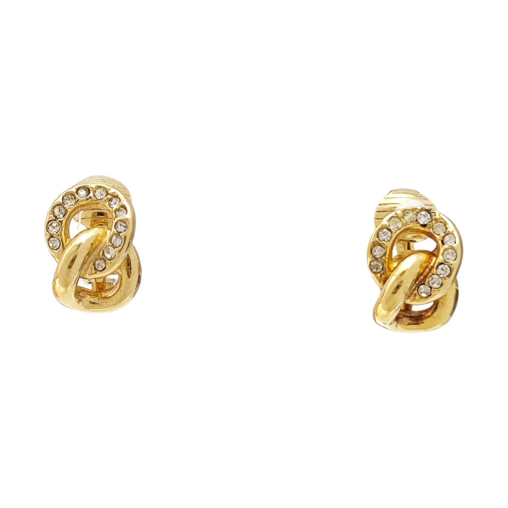 Twist Round Metal Gold Clip On Earrings