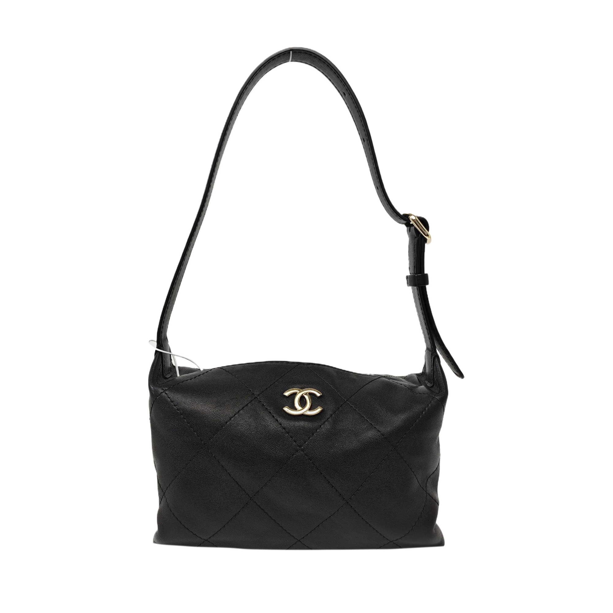 Quilted Lambskin Shoulder Bag Black