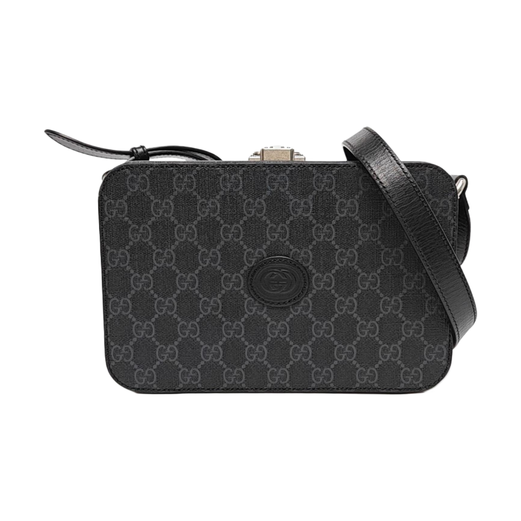 Monogram Coated Canvas Shoulder Bag Black