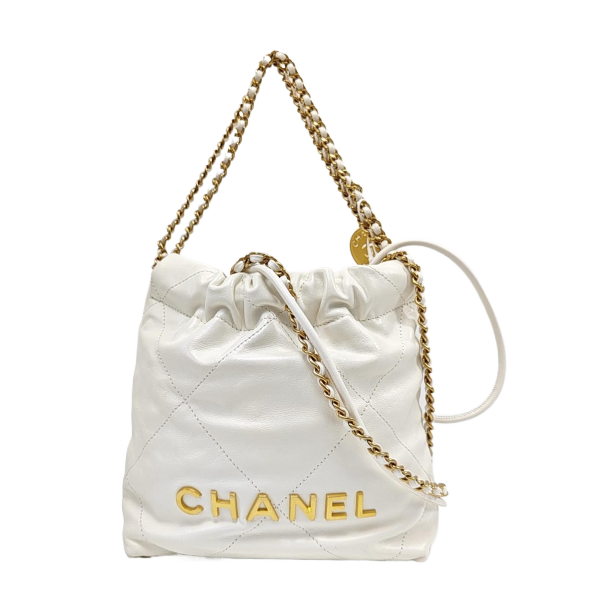 CHANEL 22 Mini Quilted Calfskin White