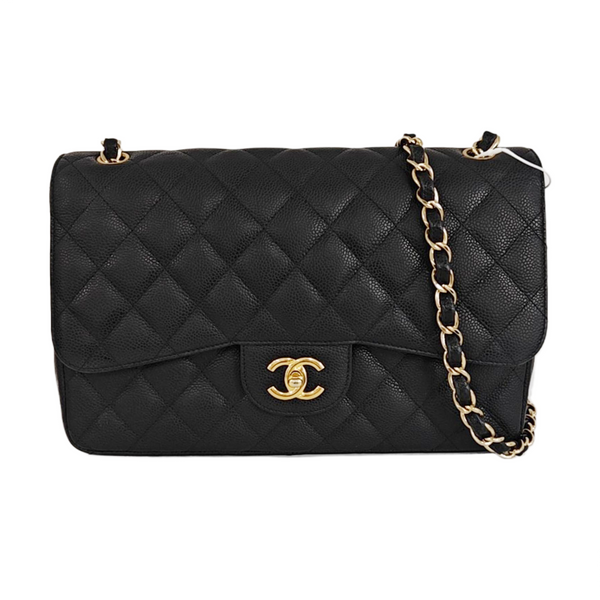 CLASSIC FLAP Jumbo Quilted Grained Calfskin Black
