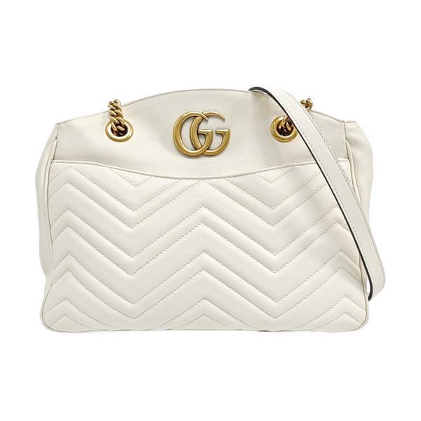GG Marmont Medium Quilted Calfskin White