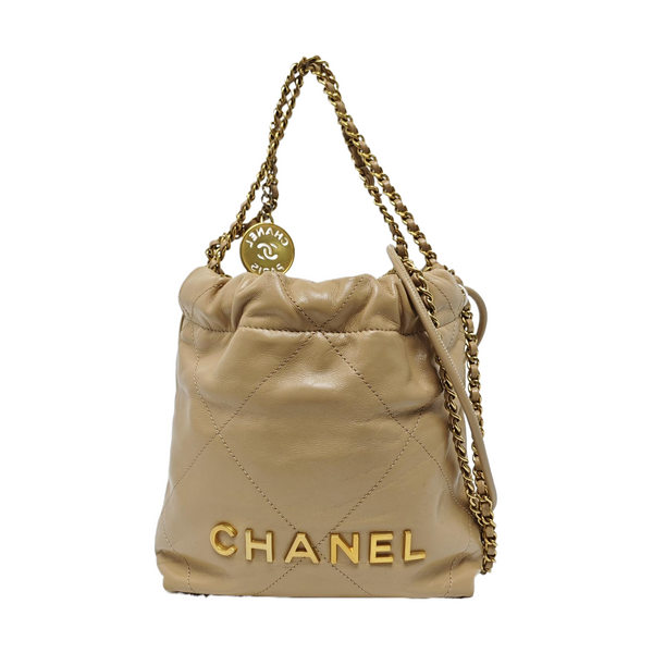 CHANEL 22 Mini Quilted Calfskin Beige