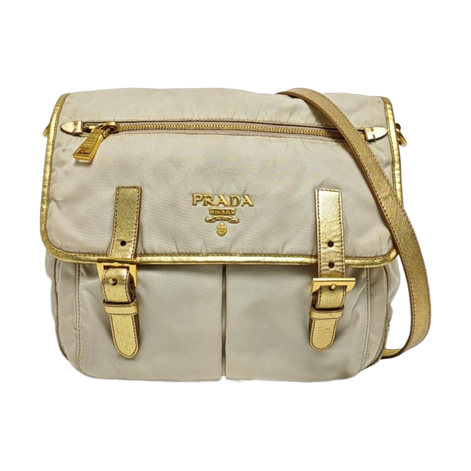 Nylon Shoulder Bag Beige