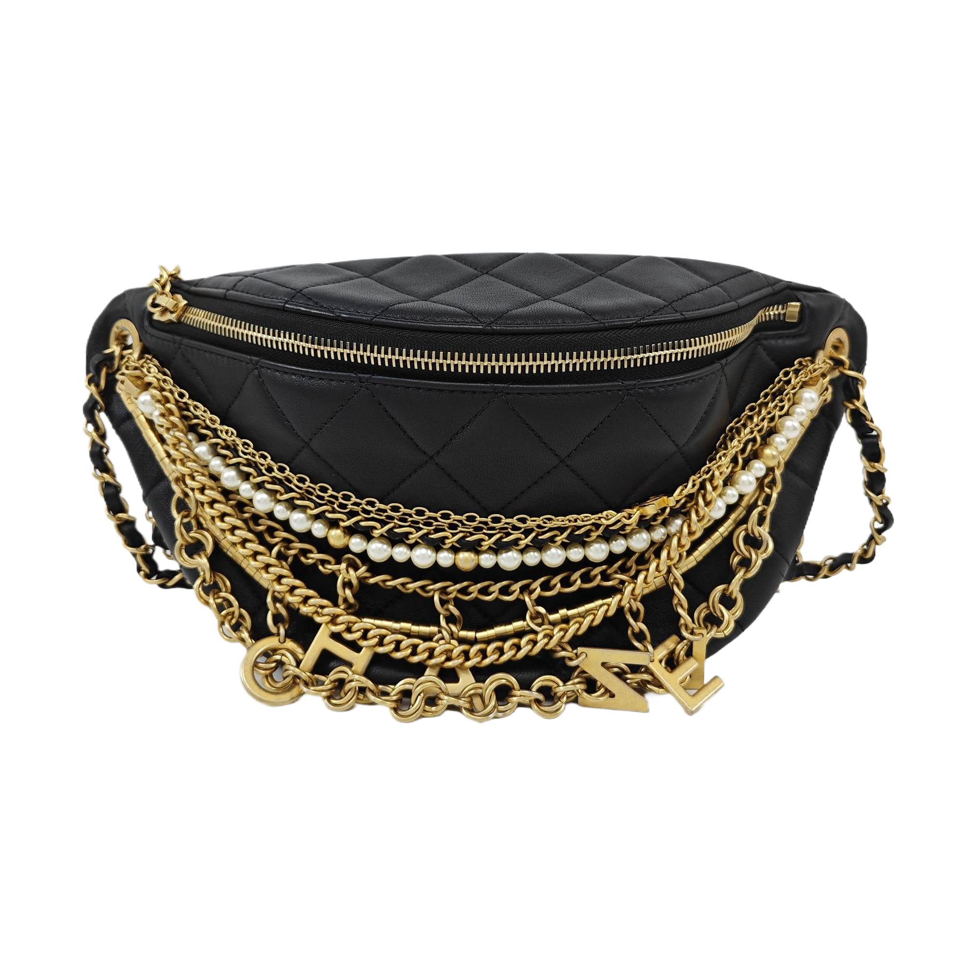 Quilted Lambskin Belt Bag Black