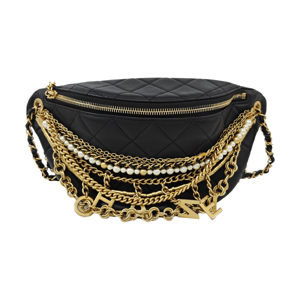 Quilted Lambskin Belt Bag Black