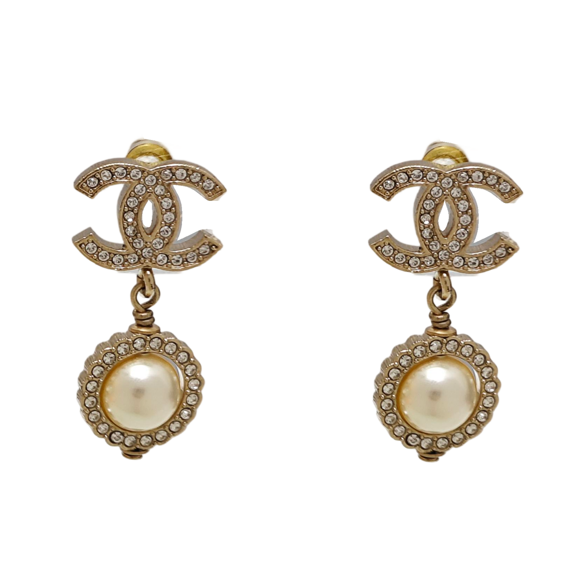 CC Logo Metal Gold Stud Earrings