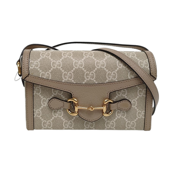 Authenticated pre-owned  Horsebit 1955 Mini Monogram Coated Canvas White - Shoulder Bag at Looply
