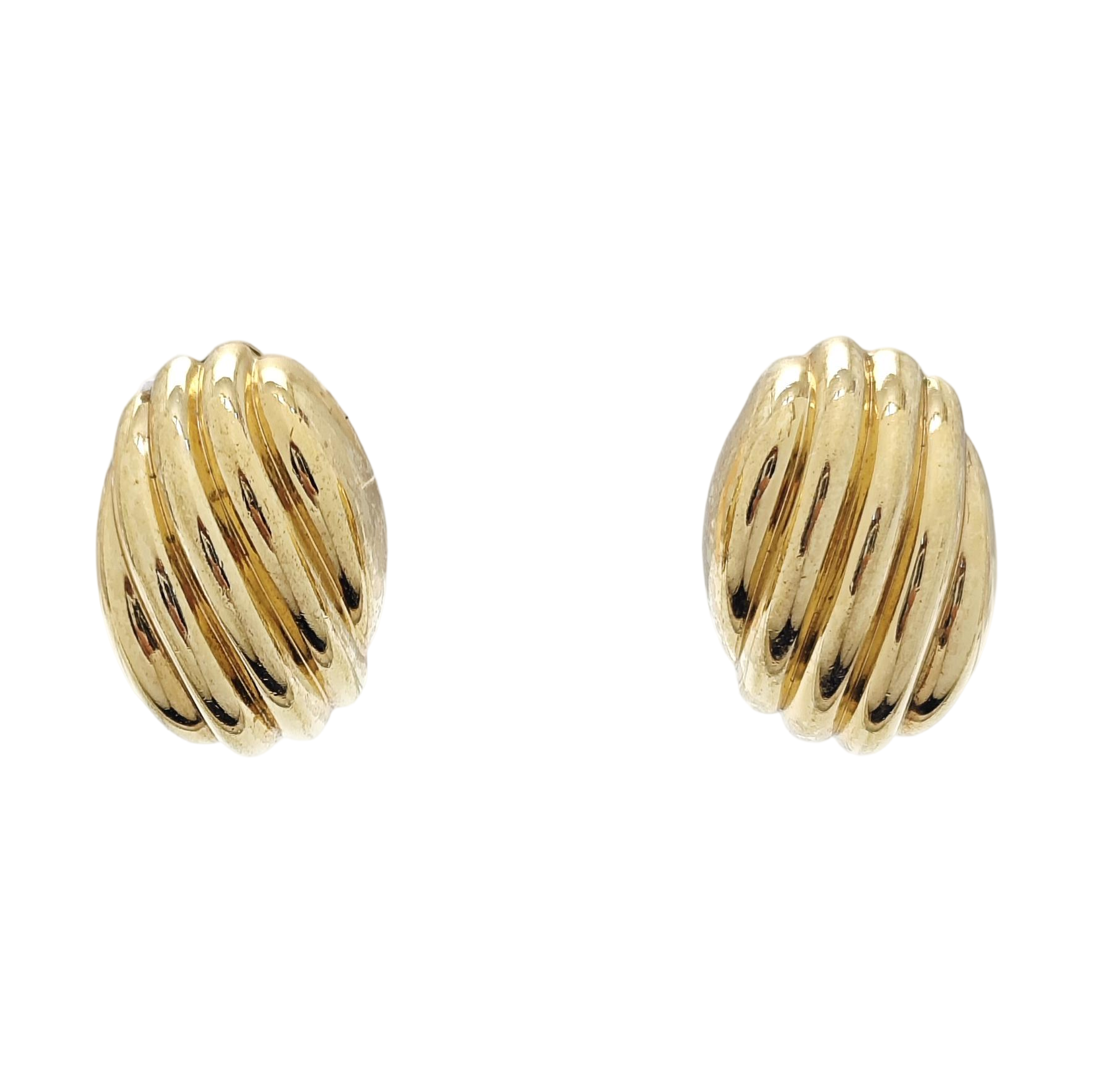 Twist Round Metal Gold Clip On Earrings
