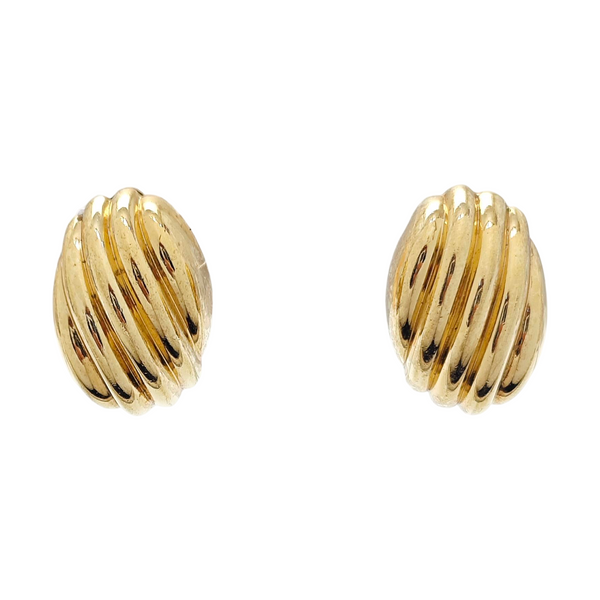 Twist Round Metal Gold Clip On Earrings