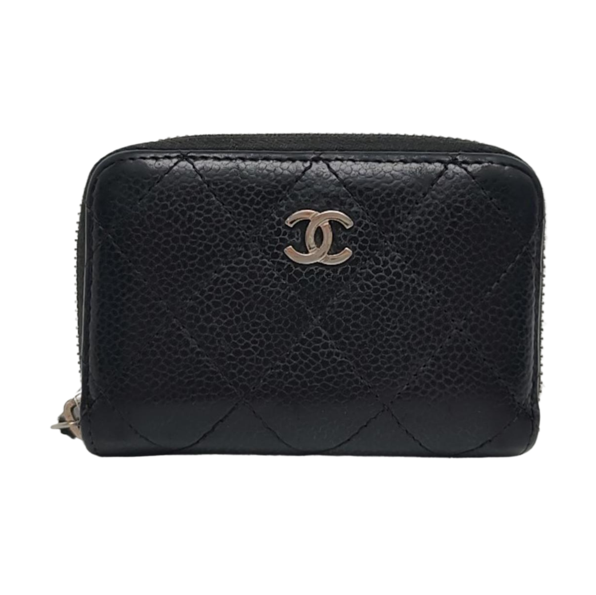 Quilted Grained Calfskin Wallet Black