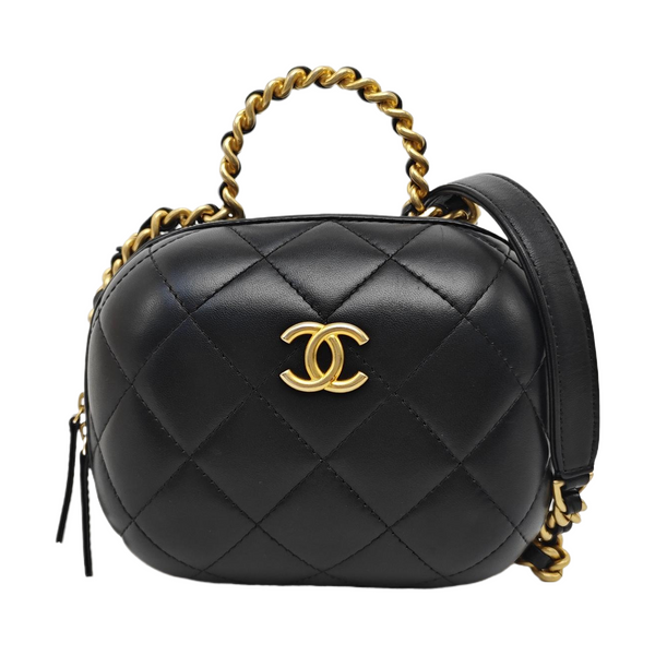 Quilted Lambskin Shoulder Bag Black