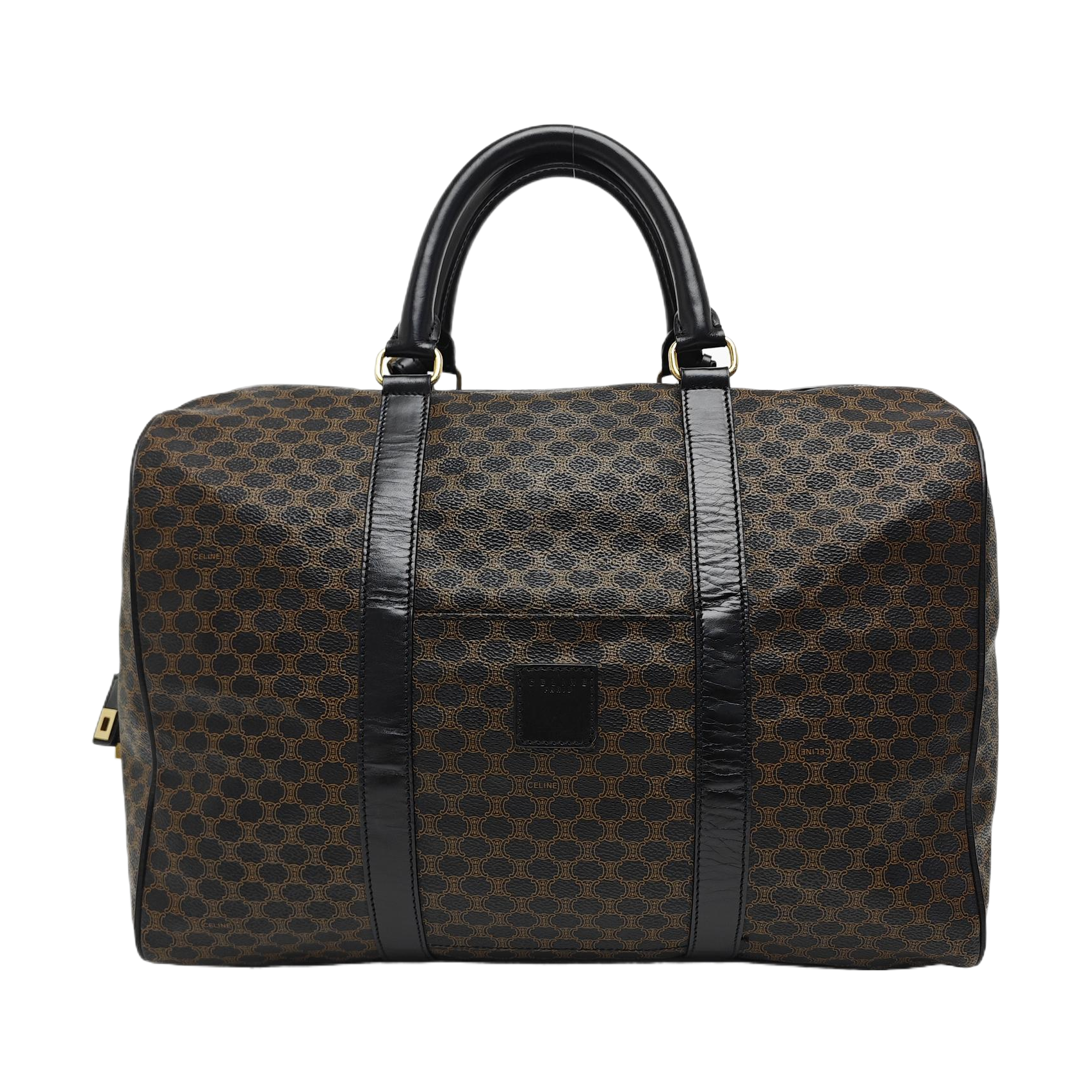 Coated Canvas Top Handle Bag Black