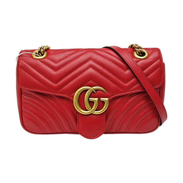 GG Marmont Medium Quilted Calfskin Red