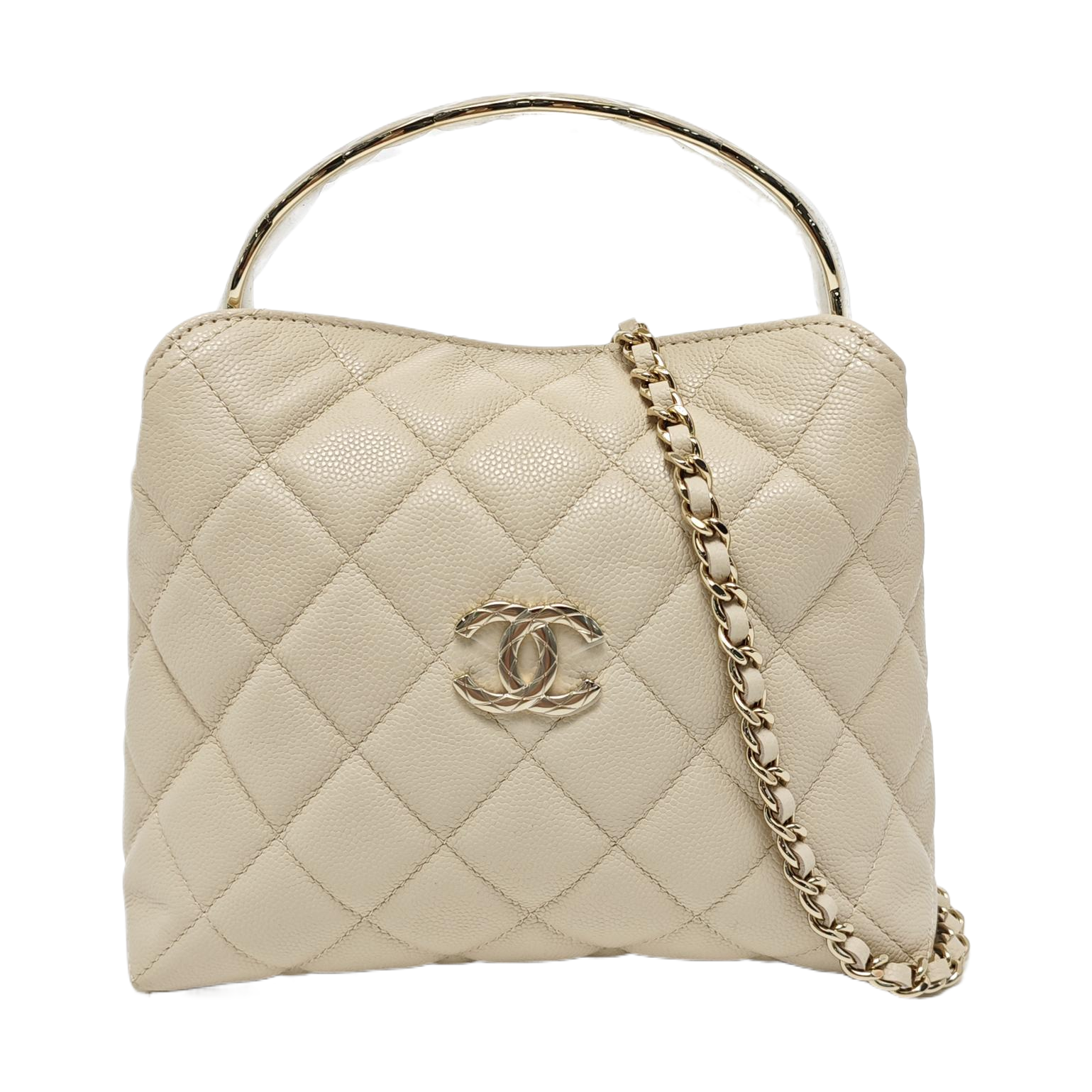 Quilted Grained Calfskin Beige