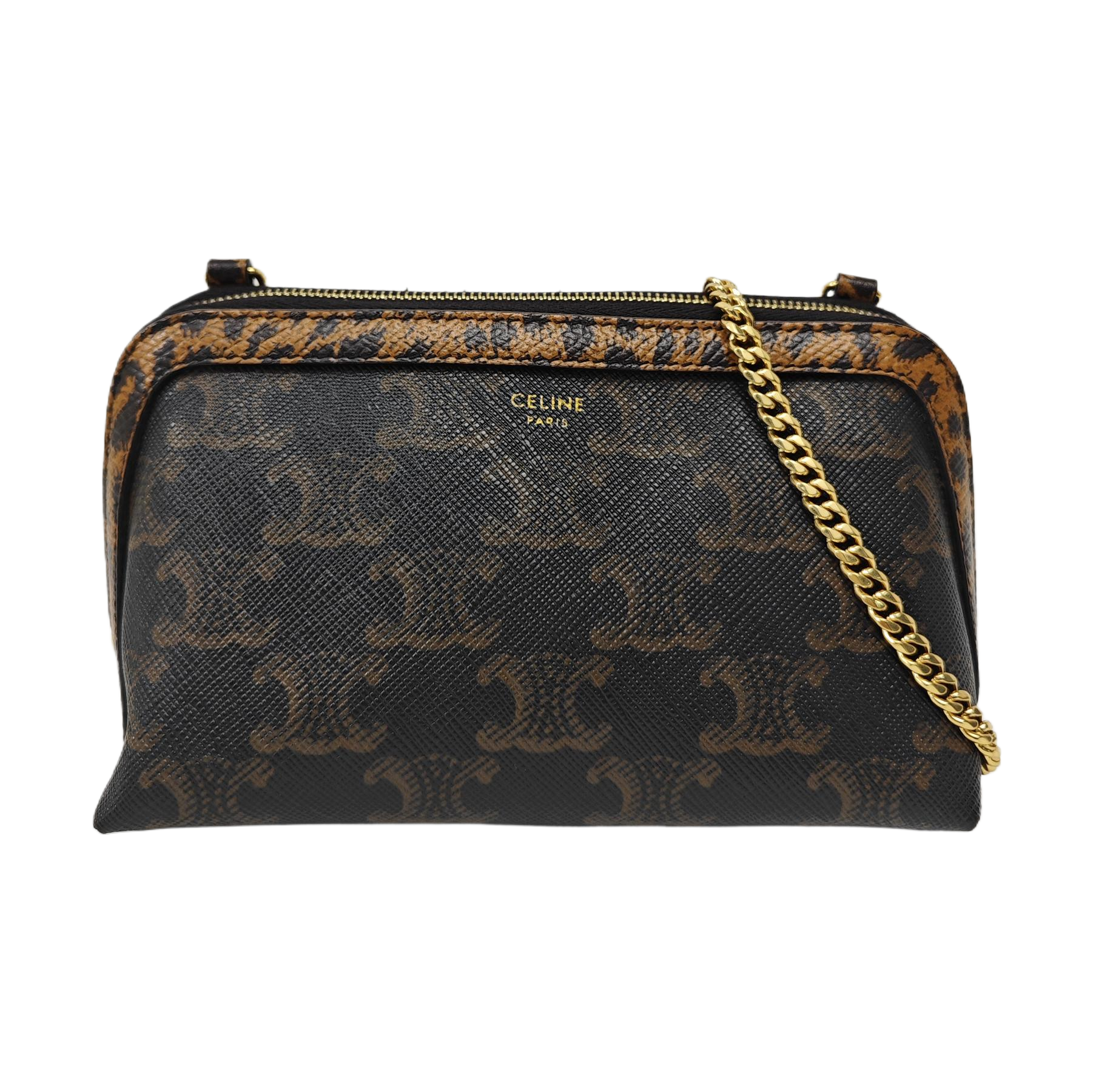 Coated Canvas Shoulder Bag Brown