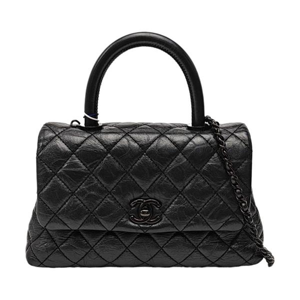 COCO HANDLE Small Quilted Calfskin Black