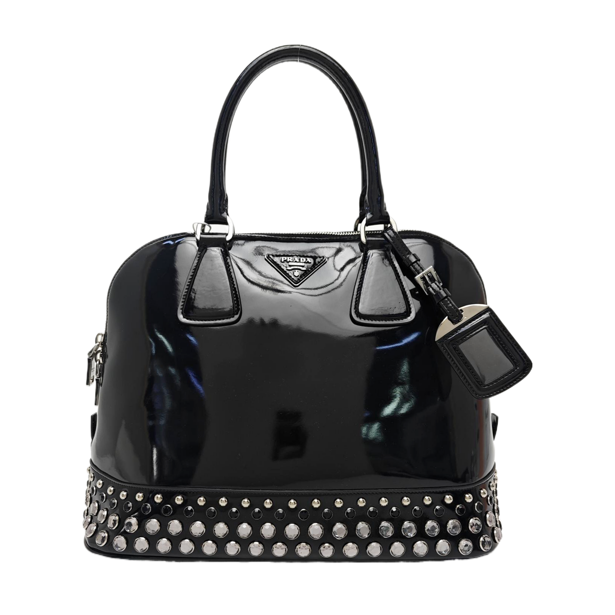 Patent Leather Top Handle Bag Black