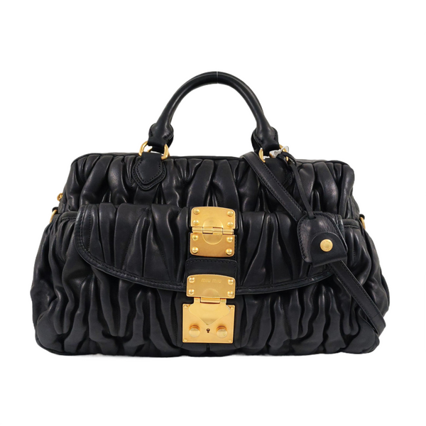 Quilted Lambskin Shoulder Bag Black