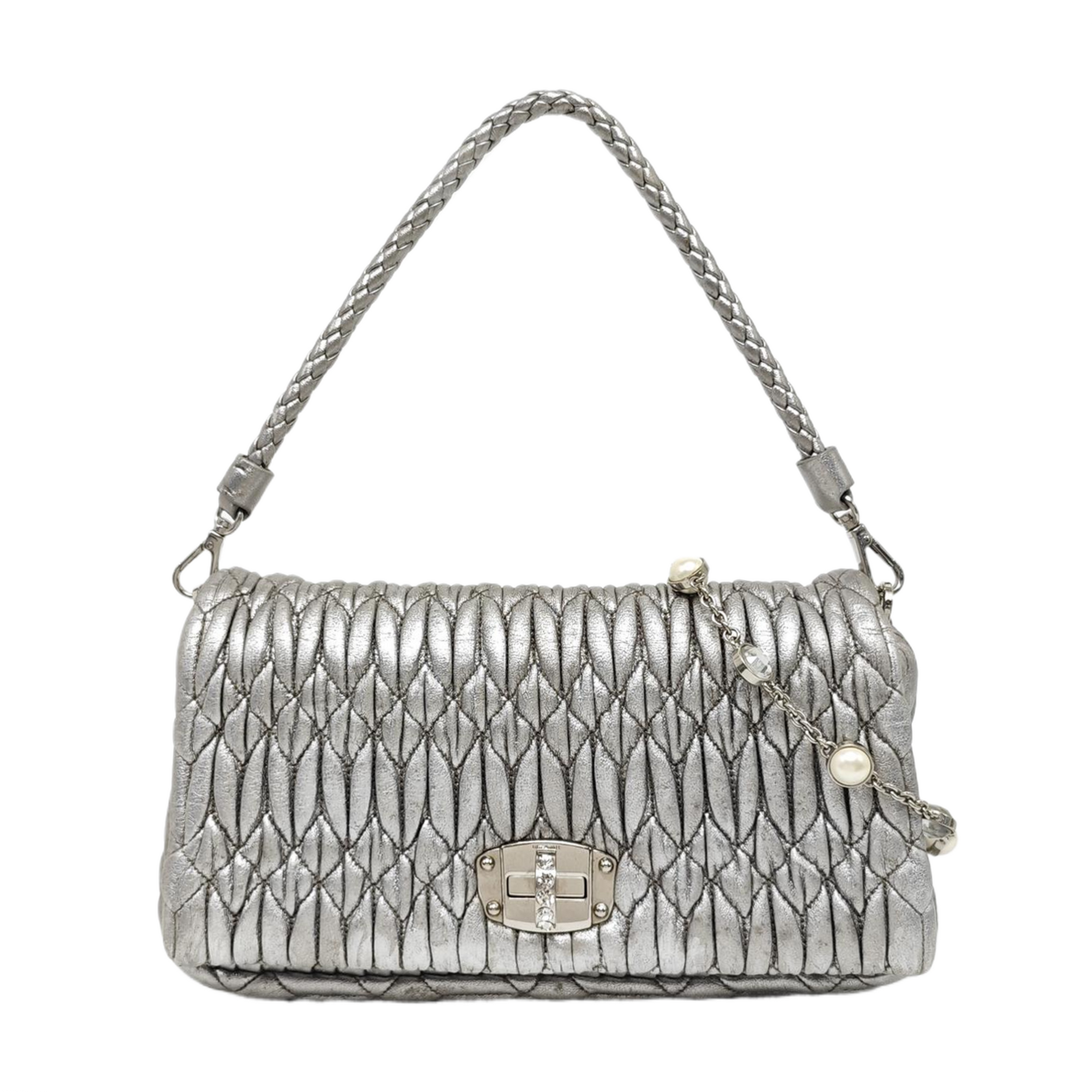 Crystal Quilted Lambskin Silver