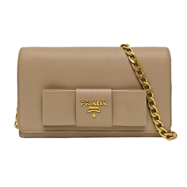 Fiocco Bow Saffiano Calfskin Beige