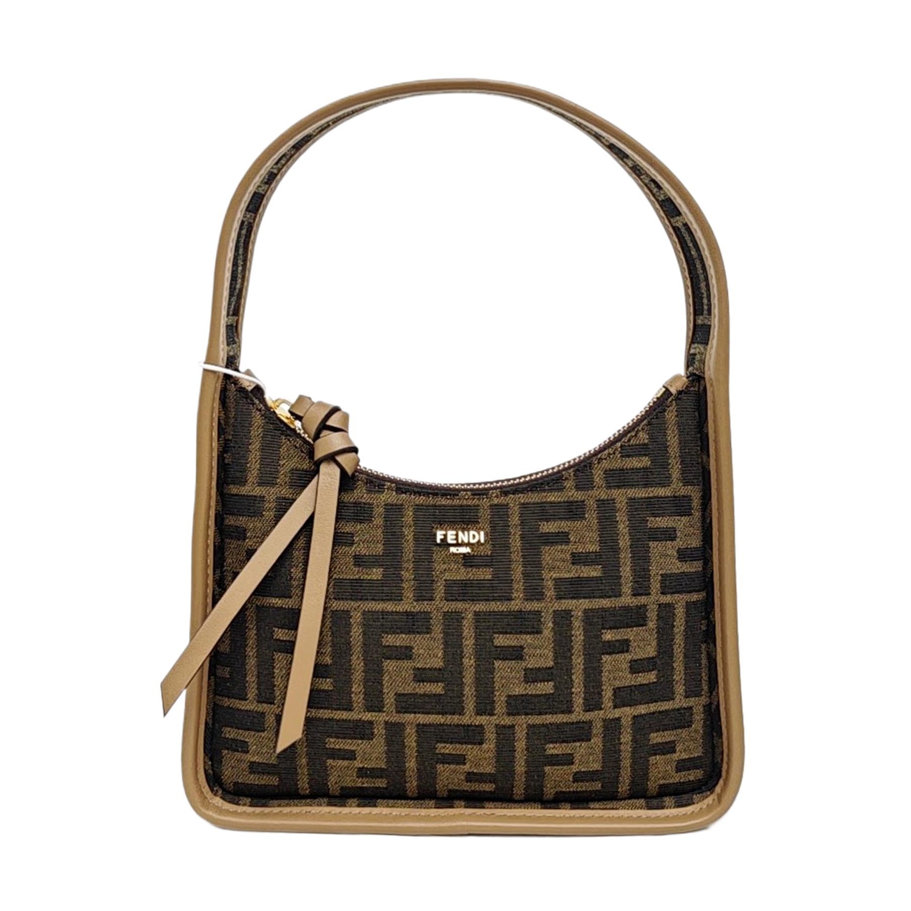 Fabric Top Handle Bag Brown